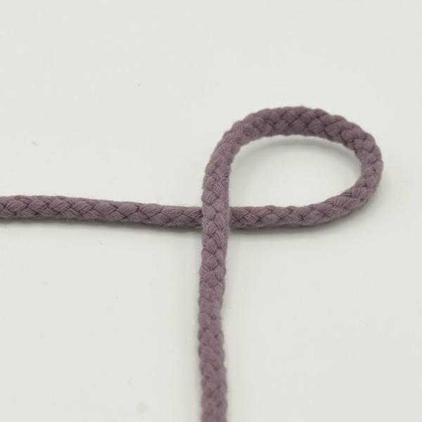 Kordel rund 6 mm in Mauve, Nahaufnahme der geflochtenen Oberfläche